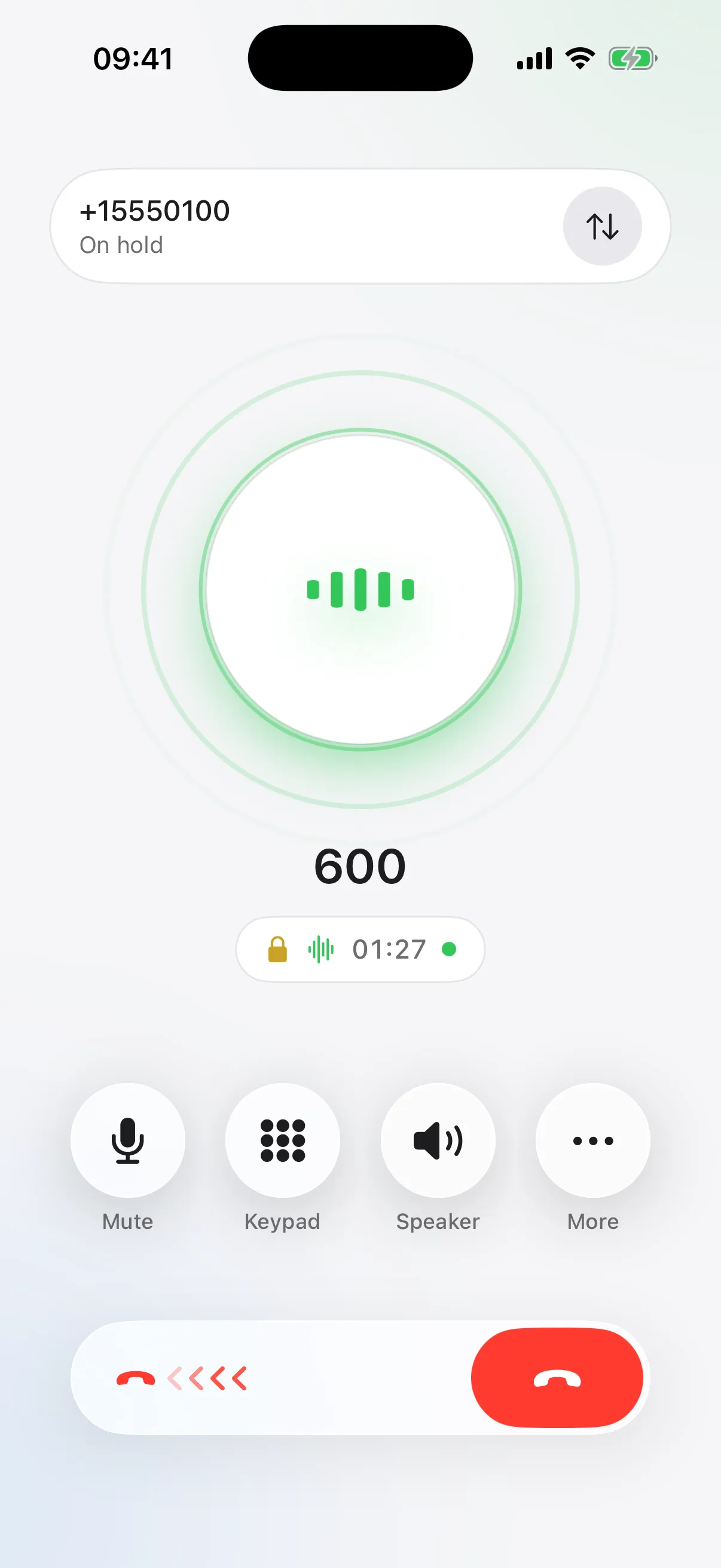 Tellvo.app with one call on hold and another active