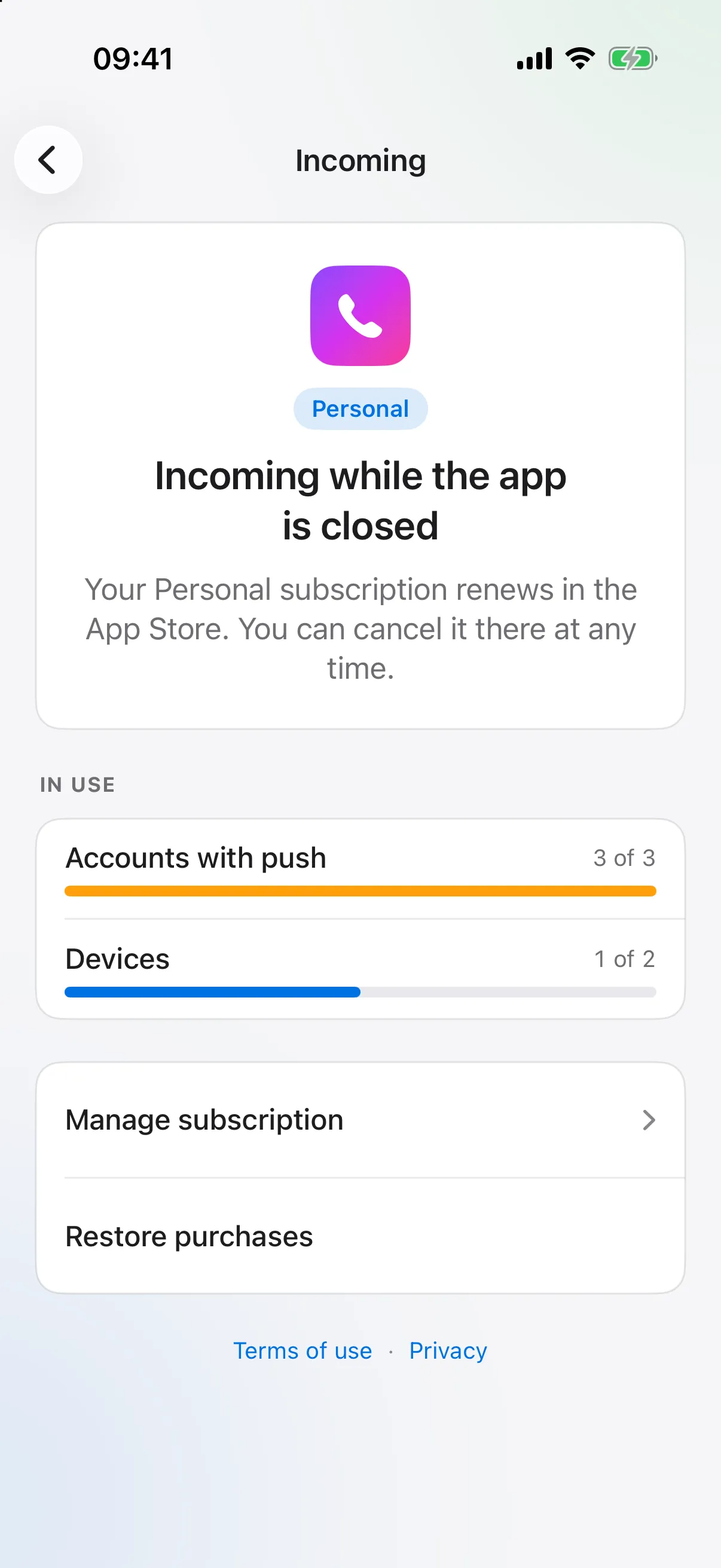 Tellvo.app: calls while the app is closed, lines and devices in use